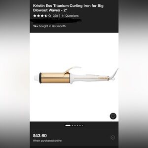 Kristin Ess 2" Titanium Curling Iron - Gold and White
